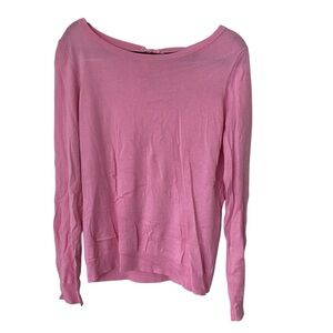 Lauren Ralph Lauren Pink Long Sleeve key hole back ribbon bow sweater size XL